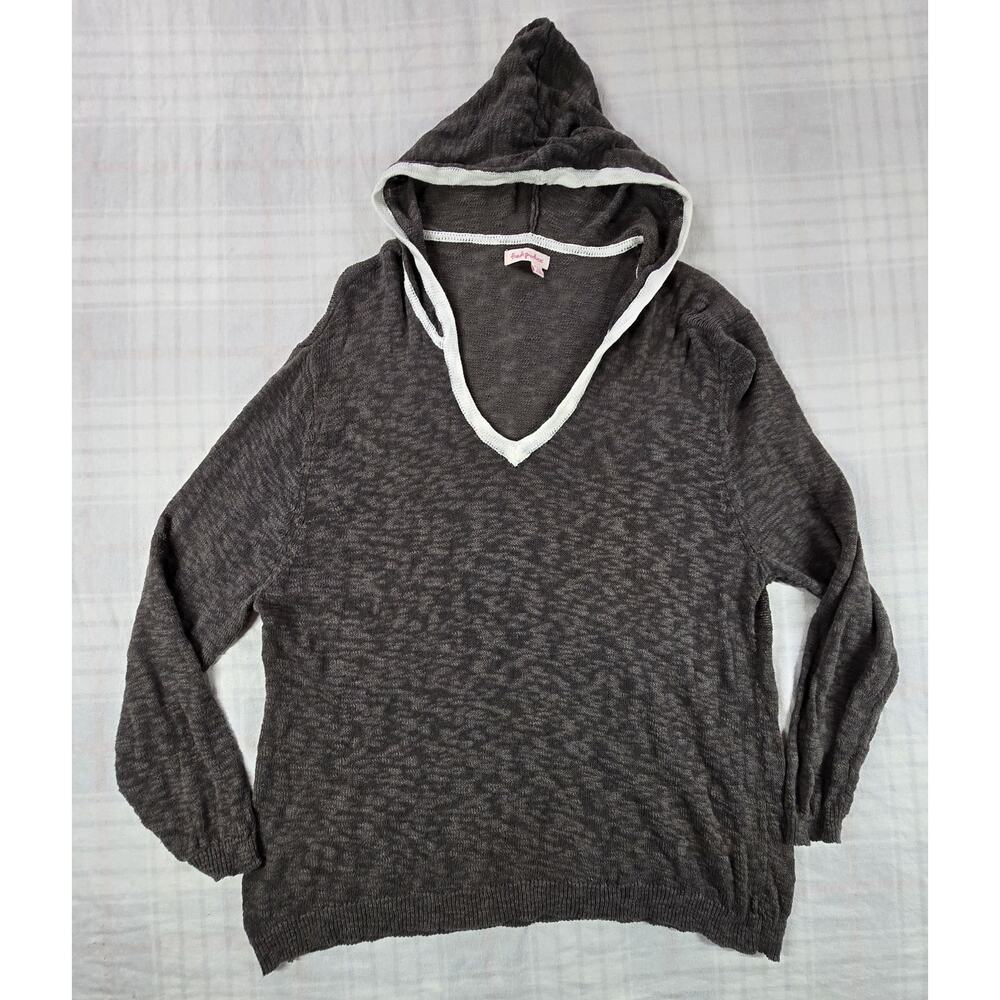 Fresh Produce Hoodie Sweater Lightweight Open Knit Coastal Grey Ivory XL/XXL